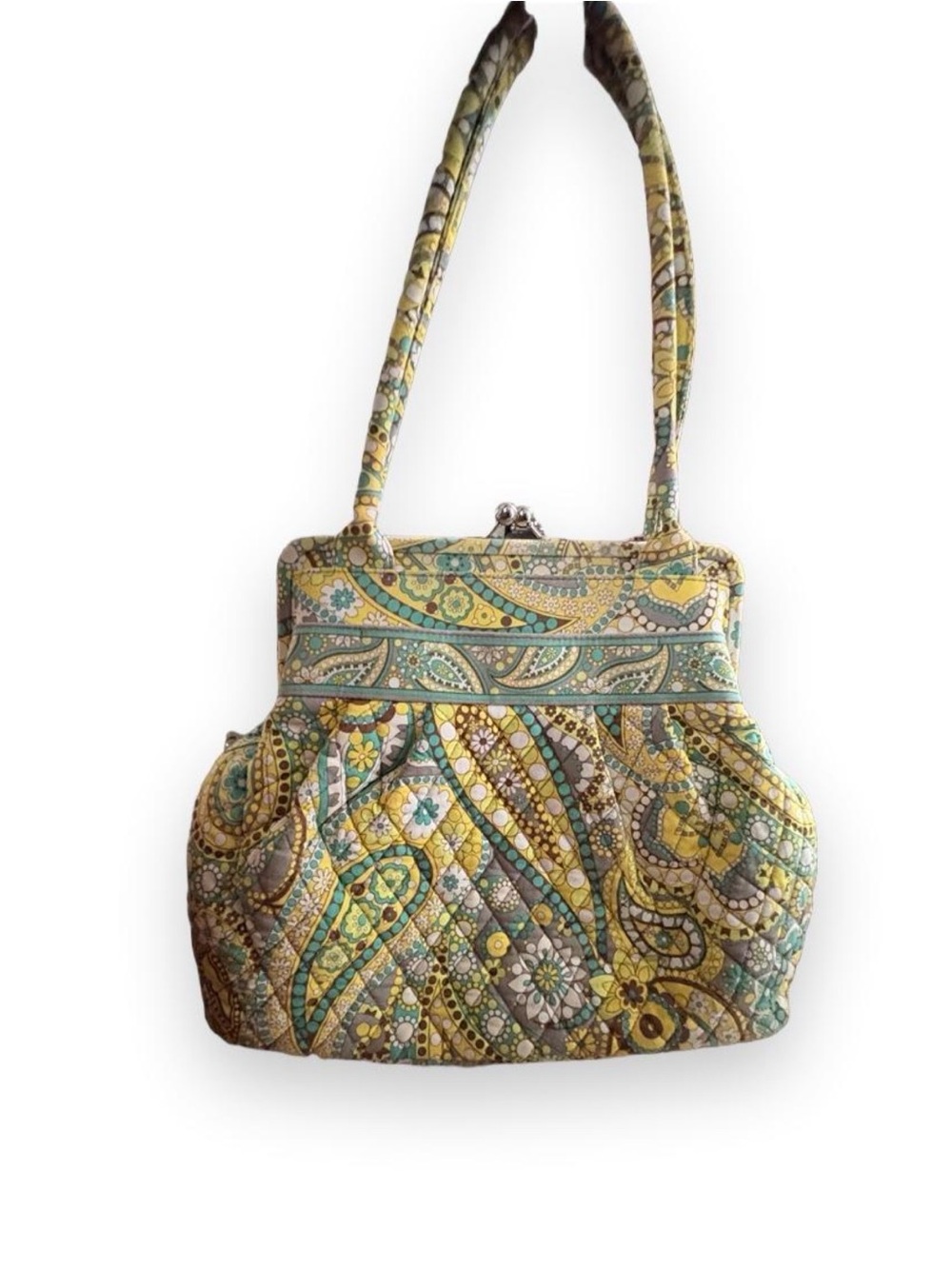Vera Bradley Quilted Cotton Paisley Shoulder Bag - Lemon Parfait